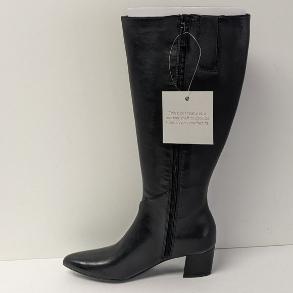 Naturalizer Melanie Knee High Boots, Black Leather, Women's Wide Calf - Picture 3 of 5